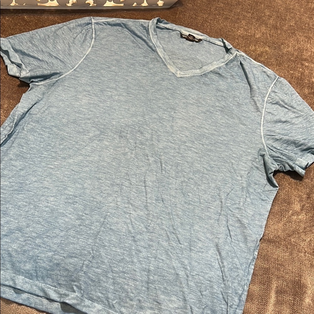 Michael Kors Blue Short Sleeve V- Neck Tee, Size XL